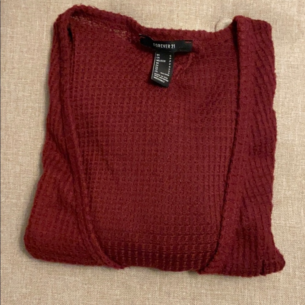 Maroon pull over deep V cozy sweater